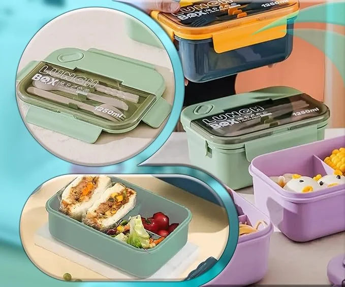 COSPIZO Lunch Box, 3-in-1 Bento Box, Leak Proof, 1250ml