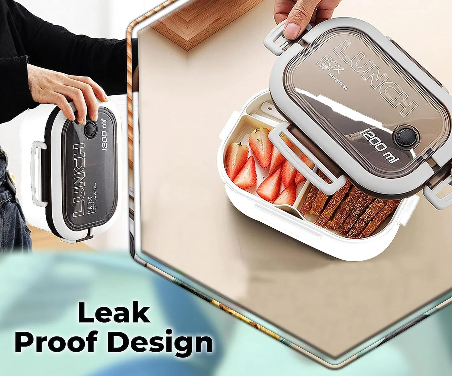 COSPIZO Lunch Box, Leak Proof Bento Box, 1200ml
